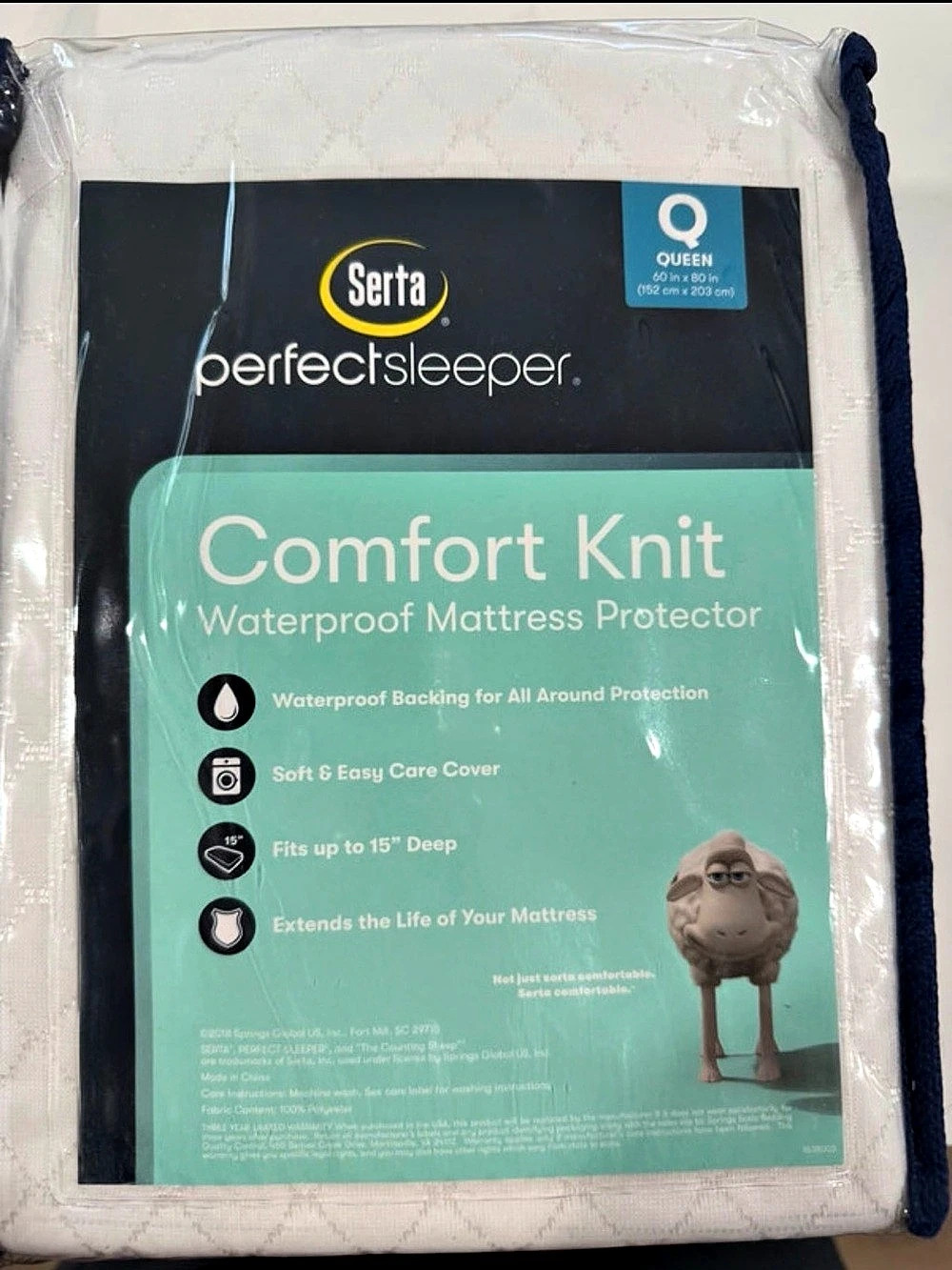 Serta PerfectSleeper Comfort Knit Waterproof Mattress Protector Queen Waterproof